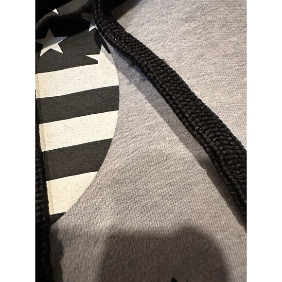 Disney Neff Mickey Mouse hoodie Sweatshirt Womens L  Gray Pockets Stars stripes - Picture 4 of 10